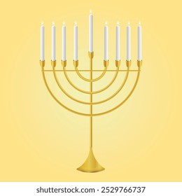 Vector de la menorá de Janucá, candelabro de la menorá de Janucá con nueve velas encendidas icono de color de Vector plano para App y Sitios web de vacaciones