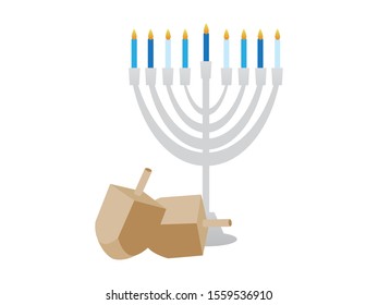 Hanukkah Menorah and Wood Dreidels Toys