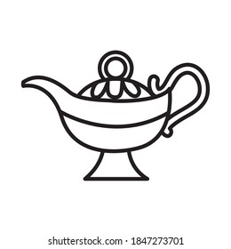 hanukkah oil lamp icon over white background, line style, vector illustration