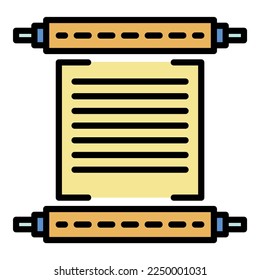 Hanukkah Papyrus Symbol. Outline hanukkah Papyrus Vektorsymbol Farbe flach einzeln auf Weiß