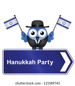 Hanukkah party sign isolated on white background