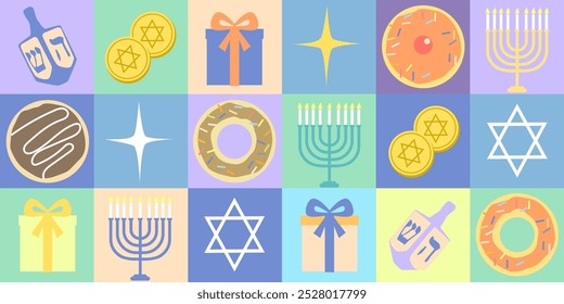 Hanukkah pattern. Hanukkah vector elements. Hanukkah background.