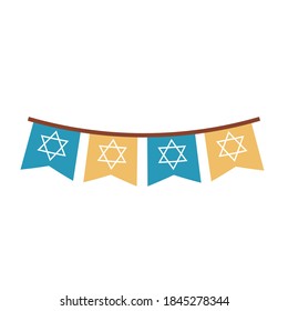 hanukkah, pennants with stars decoration festive flat icon vector illustration