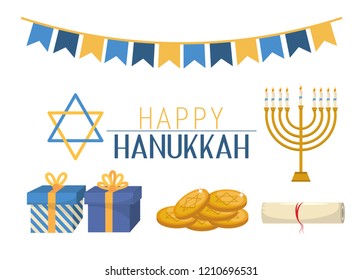 hanukkah presents and david star celebration