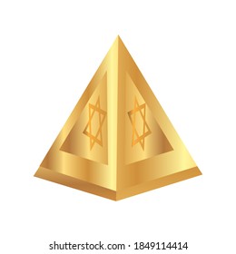 hanukkah, pyramid hebrew with star of David flat icon vector illustration