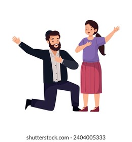 hanukkah rabbi and woman illustration