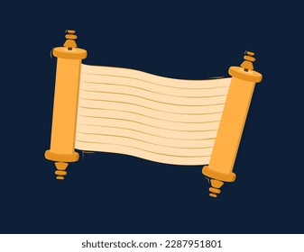 Hanukkah script concept. Antique paper for text. Symbol of Jewish holiday and festival. Traditions and culture. History and paleontology. Cartoon flat vector illustration