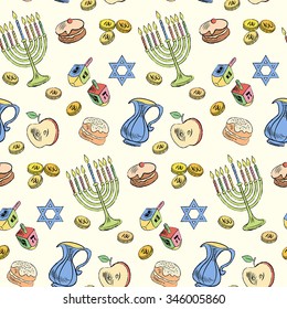 Hanukkah seamless pattern
