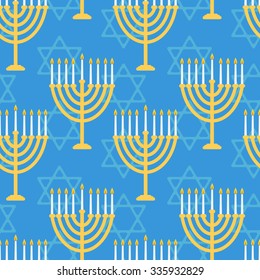 Hanukkah seamless pattern. Background with Hanukkah candles . Vector illustration for jewish holiday Hanukkah