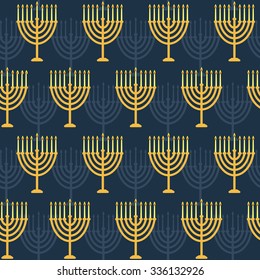 Hanukkah seamless pattern. Background with Hanukkah menorah candles . Vector illustration for jewish holiday Hanukkah