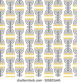 Hanukkah seamless pattern with candles and menorah. Vector illustration for Jewish holiday Hanukkah.