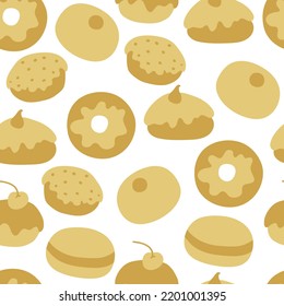 Hanukkah seamless pattern with donuts. Perfect for wrapping paper, greeting cards, wallpaper. Vector illustration