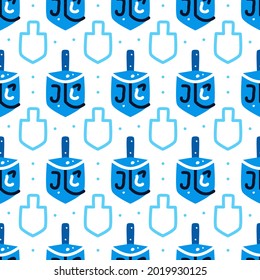 Hanukkah seamless pattern with dreidels. Jewish holiday texture, background. 