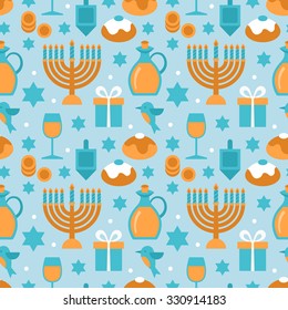 Hanukkah seamless pattern modern flat design. Vector illustration