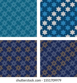  Hanukkah seamless pattern with  stars of david. Vector set for wallpaper,textile, greeting card  and graphic design.