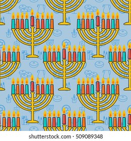 Hanukkah seamless pattern.  Vector illustration for Jewish holiday Hanukkah.