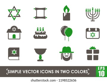 hanukkah simple vector icons in two colors