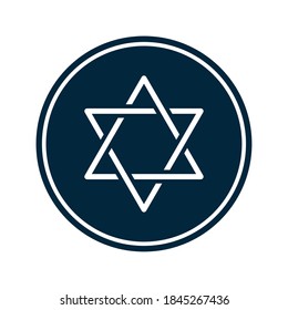 hanukkah, star of David badge decoration silhouette icon vector illustration