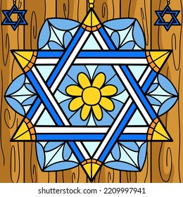 Hanukkah Star of David Colored Cartoon 