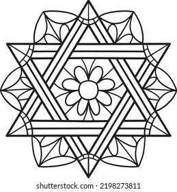 Hanukkah Star of David Isolated Coloring Page