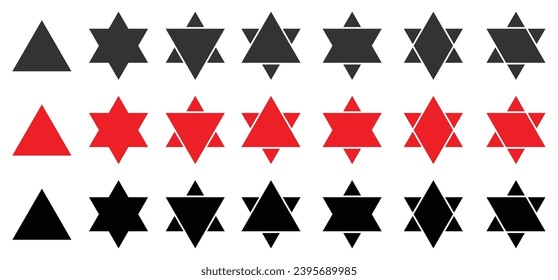 Hanukkah star of david set collection icon vector black and white