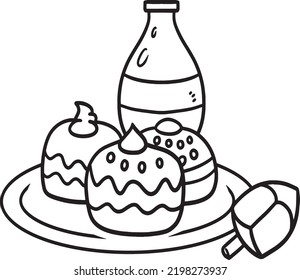 Hanukkah Sufganiyah Isolated Coloring Page 