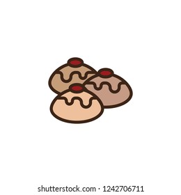 Hanukkah sufganiyot filled outline icon, line vector sign, linear colorful pictogram isolated on white. Jewish donuts symbol, logo illustration. Pixel perfect vector graphics