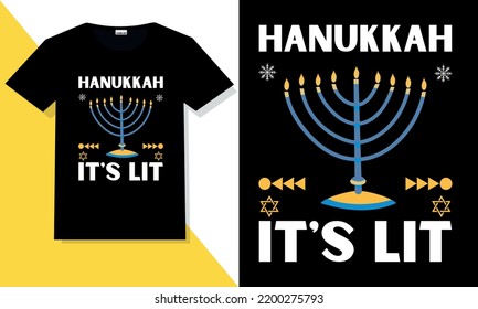 Hanukkah t shirt vector. Hanukkah hand lettering