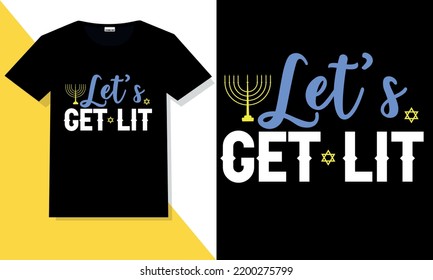 Hanukkah t shirt vector. Hanukkah hand lettering