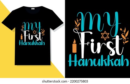 Hanukkah t shirt vector. Hanukkah hand lettering