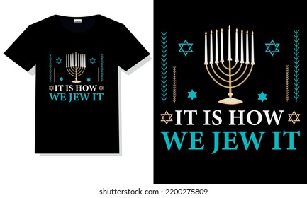 Hanukkah t shirt vector. Hanukkah hand lettering