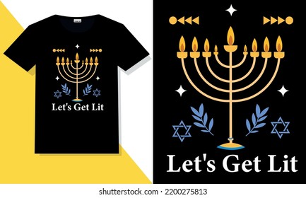 Hanukkah t shirt vector. Hanukkah hand lettering