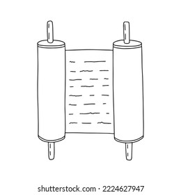 Hanukkah torah simple doodle illustration. Vector torah scroll isolated