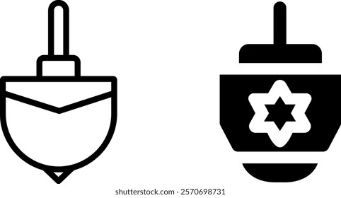 "Hanukkah Traditional Dreidel Vector Icon Set: Festive and Cultural Designs for Jewish Holiday Projects"