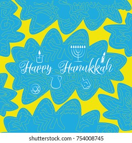 Hanukkah traditional jewish holiday symbols set. Vector collection of labels and elements for jewish holiday.