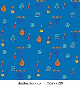 Hanukkah traditional jewish holiday symbols set. Vector collection of labels and elements for jewish holiday.