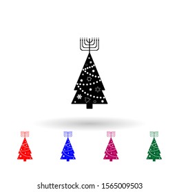 Hanukkah tree multi color icon. Simple glyph, flat vector of hanukkah icons for ui and ux, website or mobile application