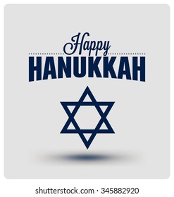 Hanukkah Typographic Vector Design  - Happy Hanukkah Greeting Card with Jewish Star of David