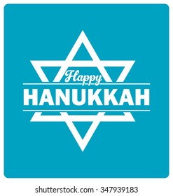 Hanukkah Typographic Vector Design - Happy Hanukkah Greeting Card with Jewish Star of David