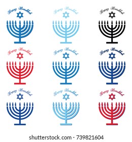 Hanukkah Typographic Vector Design - Happy Hanukkah. Jewish holiday Set. Hanukkah Menorah