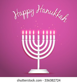 Hanukkah vector 3d candles, traditional religious holiday greeting card