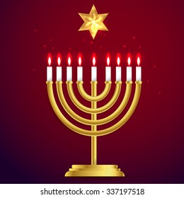 Hanukkah vector 3d candles, traditional religious holiday greeting card