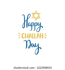 Hanukkah vector background, Happy Challah Day, hand lettering, Hanukkah drawn illustration, Star of David, Jewish holiday symbol