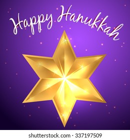 Hanukkah vector David star, traditional religious holiday greeting card