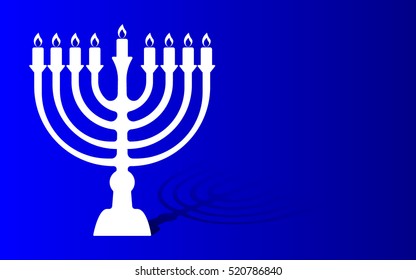 Hanukkah Vector Design - Happy Hanukkah. Jewish holiday. Hanukkah Menorah on Blue Background