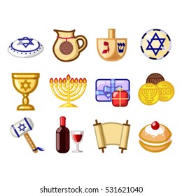 Hanukkah vector icons.