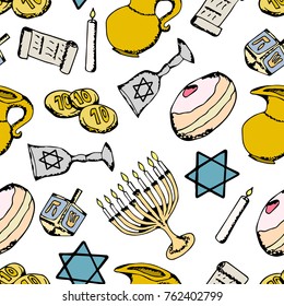 Hanukkah vector illustration. Doodle style. Design, print, logo, decor, textile, paper