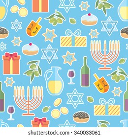 Hanukkah vector seamless pattern