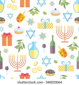 Hanukkah vector seamless pattern