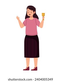hanukkah woman standing illustration isolated